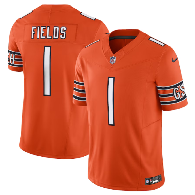Men's Chicago Bears #1 Justin Fields Orange 2023 F.U.S.E. Vapor Untouchable Football Limited Stitched Jersey